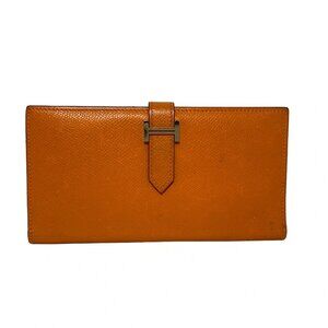 HERMES Bearn - Orange Veau Epsom Square I Long Wallet 451-081825